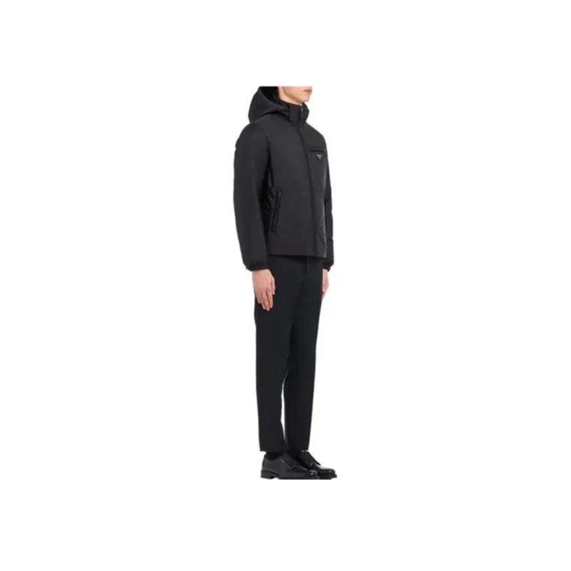 PRADA Logo Hooded Puffer Jacket-4