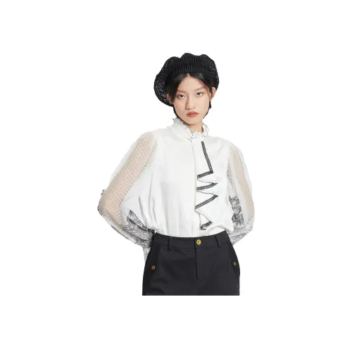 MIIDII 로우 화이트 여성 셔츠
