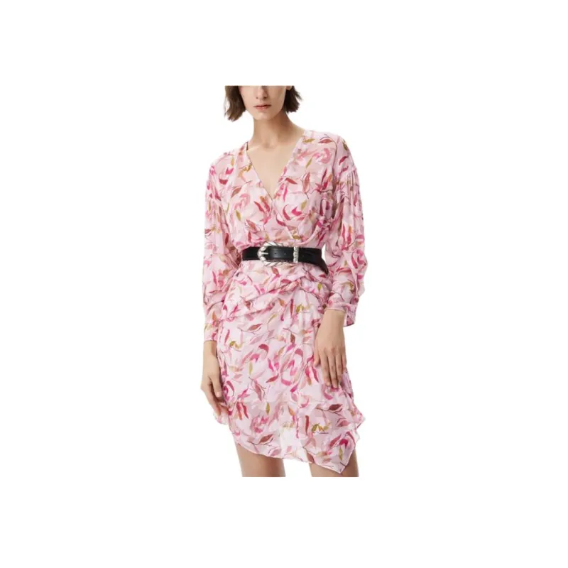IRO Long-Sleeved Dresses Women's Red Pink Brushwork-1