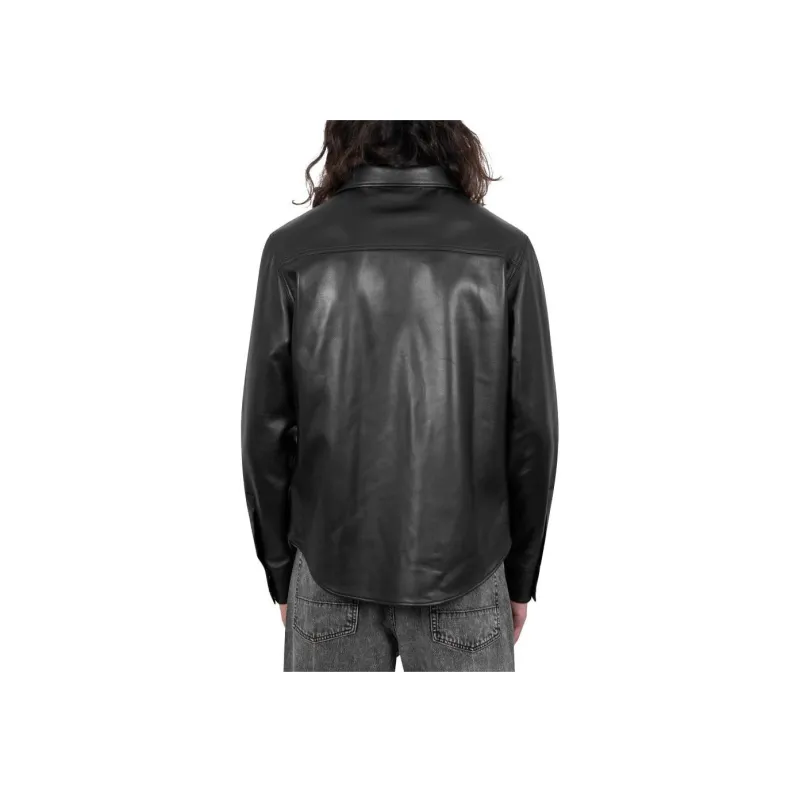COURREGES Leather Jacket Men's Black-1