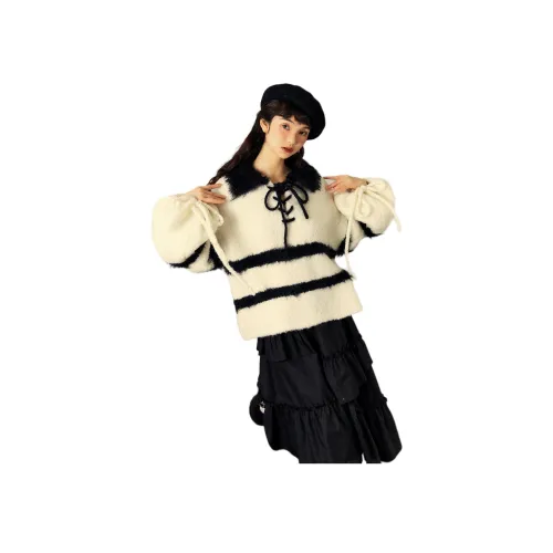 DESIGNER UNCLE 블랙 화이트 여성 스웨터