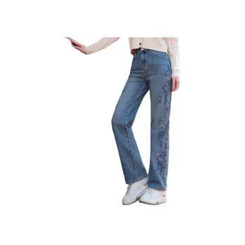 YUNGE Floor Length Jeans Pants Women's Blue