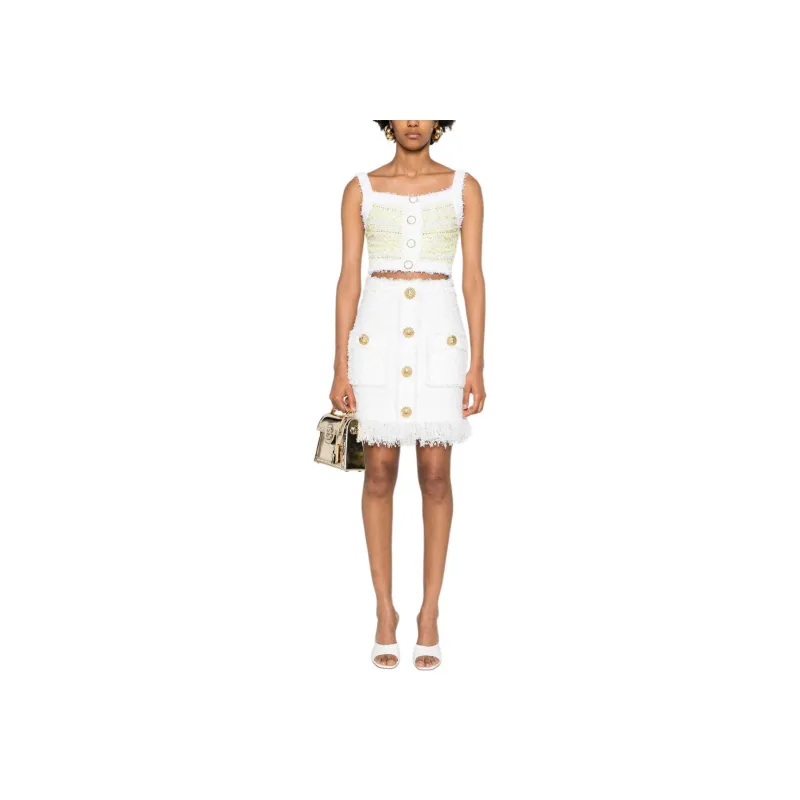 BALMAIN High waist Tweed Miniskirt-1