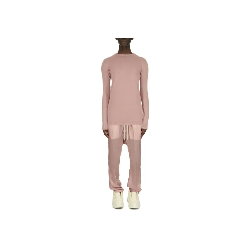 RICK OWENS/RO Lido Drawstring Long Cupro Japonette Casual Pants Men's Pink-1