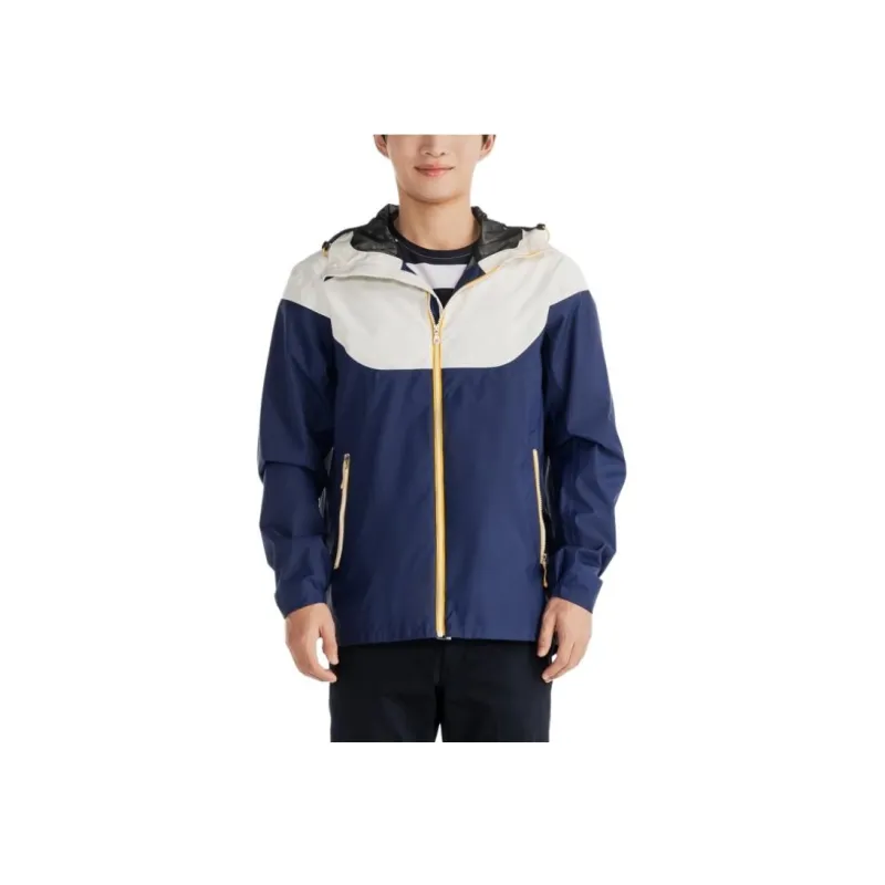 DECATHLON Hiking Water Resistant Windproof Breathable Wear Resistant Windbreaker Jacket Men's Navy Blue/Ecru-1