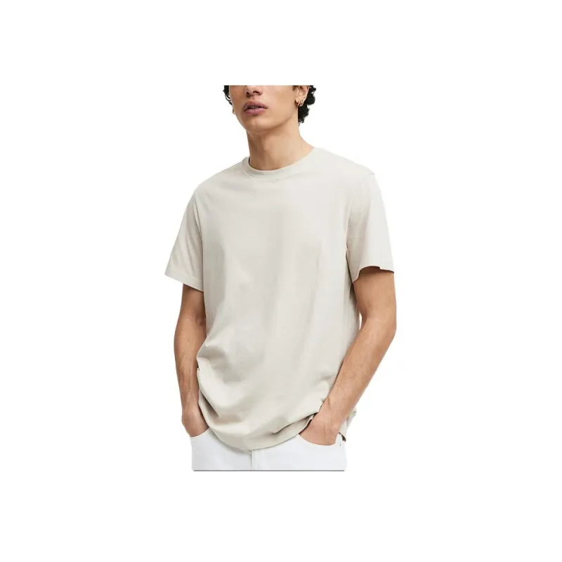 H&M T Shirts Men Light Beige-1