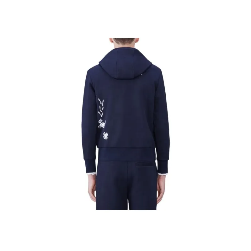 THOM BROWNE Nautical Embroidery Cotton Hoodie-0