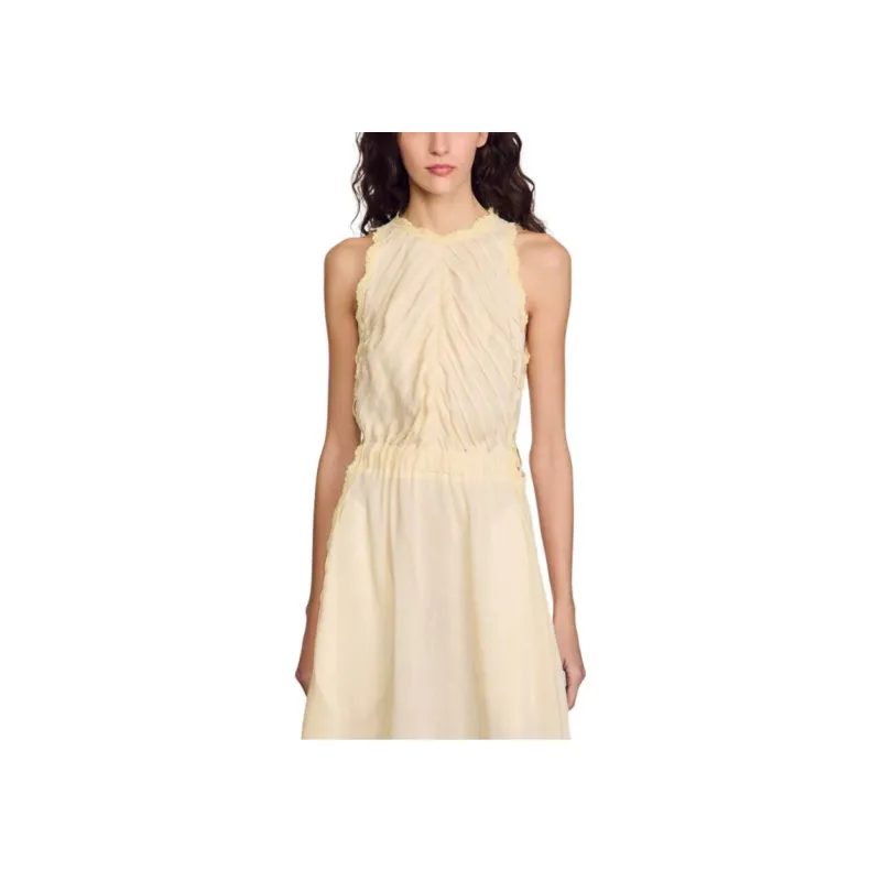 Sandro Slub texture Maxi Dress-4