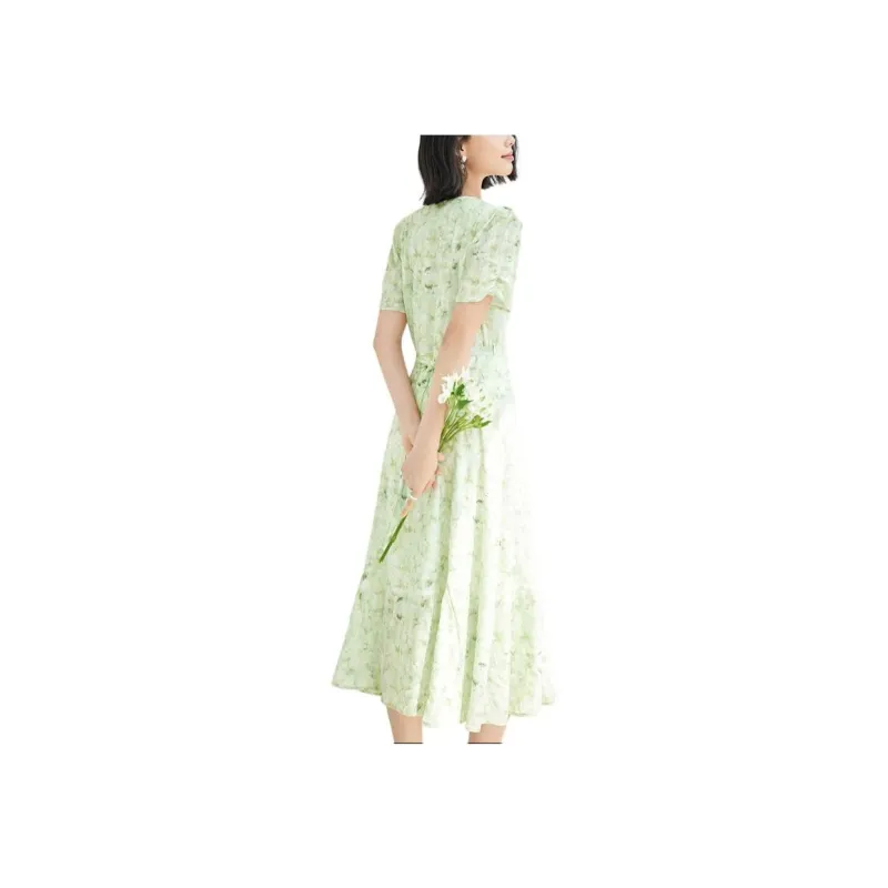 DIALOGUE SS24 Short Sleeved Dress Women's White Rose Print-2