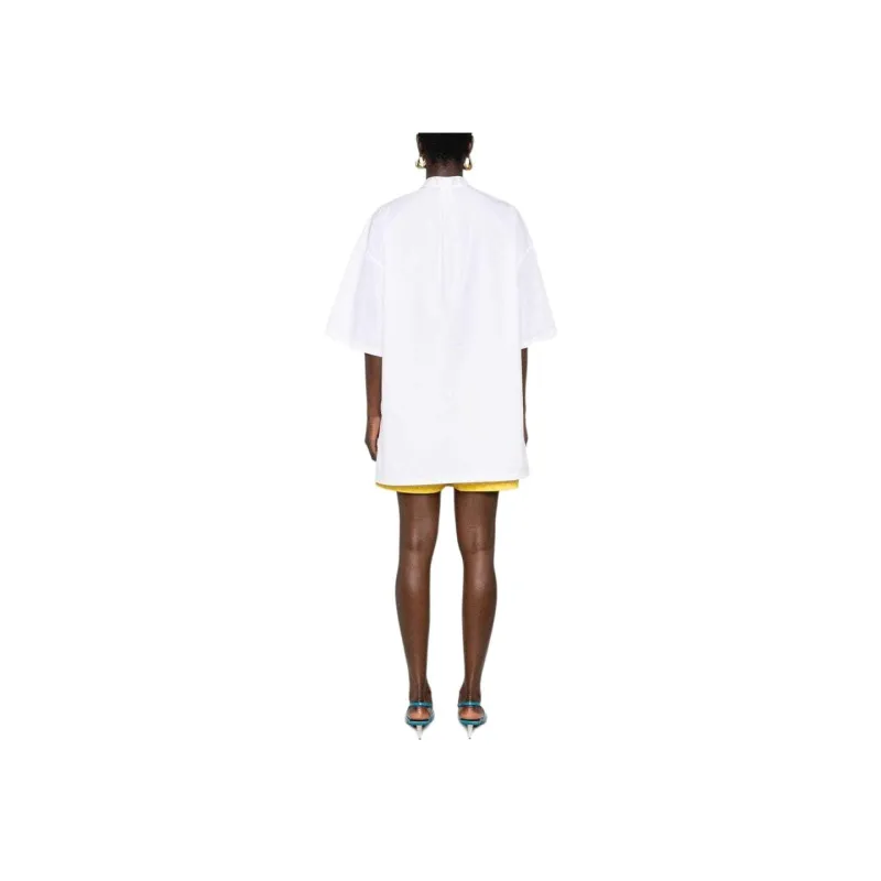 GUCCI Horsebit-Buckle V-Neck Poplin Mini Dress-3