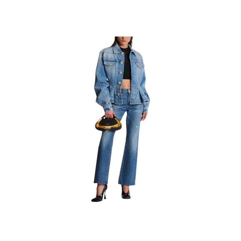 BALMAIN Peplum Denim Jacket-1