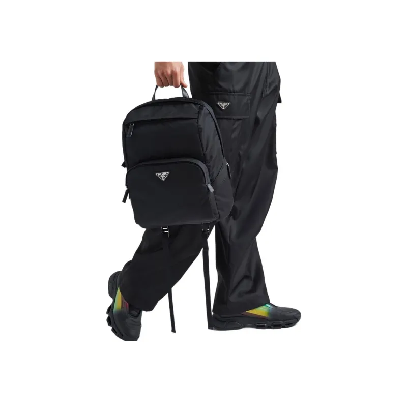 PRADA Re Nylon Fabric Backpack Medium Size Men's Black-6