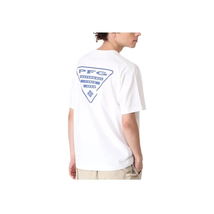Columbia Crew Neck Fitted Straight Short-Sleeved T-Shirt Men's White-1