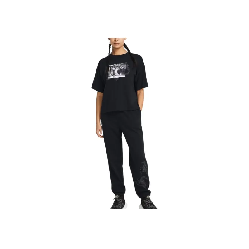 Under Armour x Curry , X Bruce Lee UA Chinese New Year SS24 Drop Shoulder Sleeve T Shirt Women's Black-2