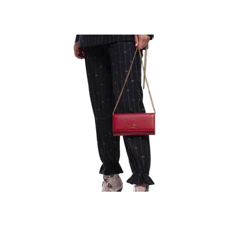 GUCCI GG Marmont Leather Wallet, Crossbody Bag, Shoulder Bag Women's Red-5