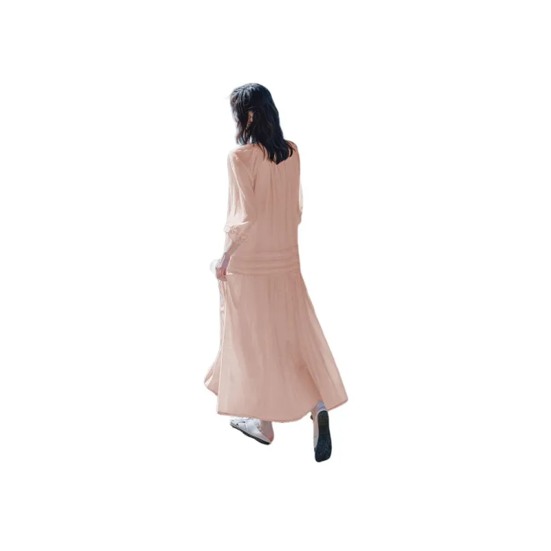【dme】 SS24 Short Sleeved Dress Women's Light Pink-0