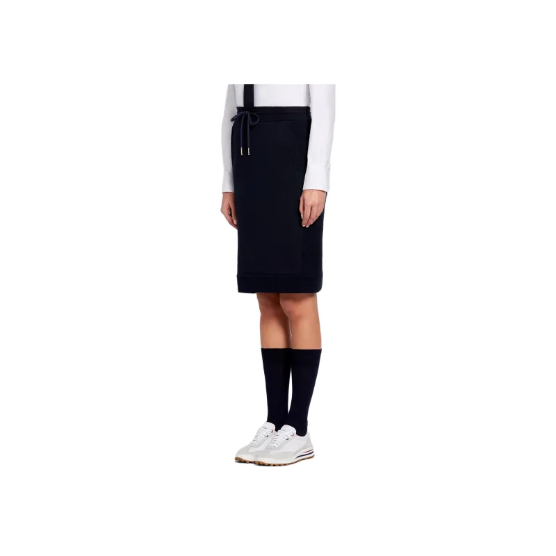 THOM BROWNE Tonal 4-Bar Loopback Cotton Skirt-1