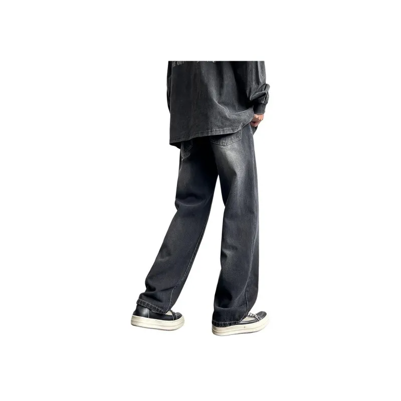 NOME Preppy Style Loose Fit Casual Washable Distressed Lace Up Jeans Unisex-1