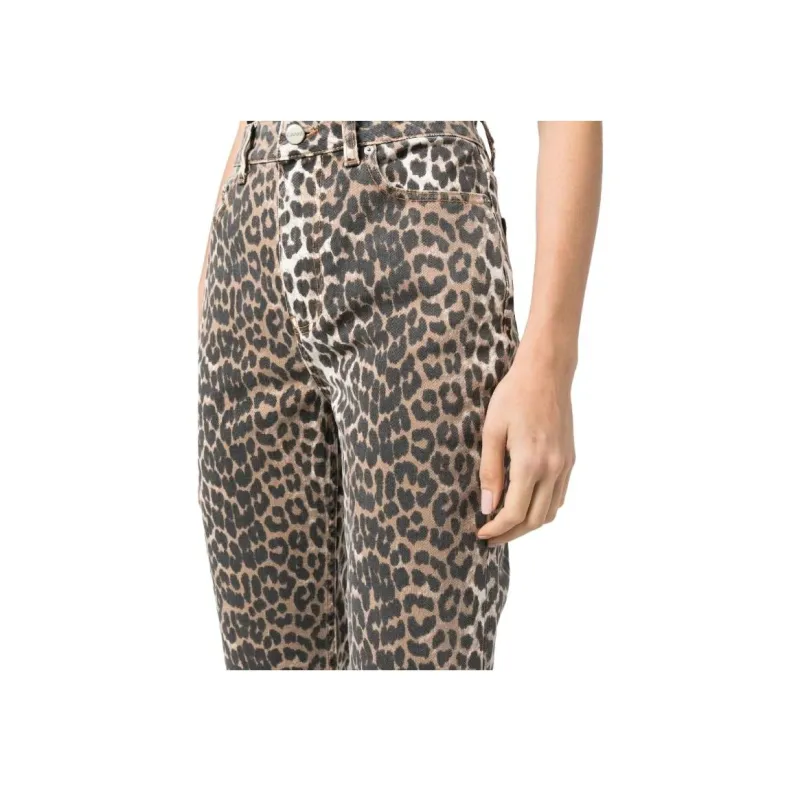GANNI Betzy Leopard Cropped Jeans-4