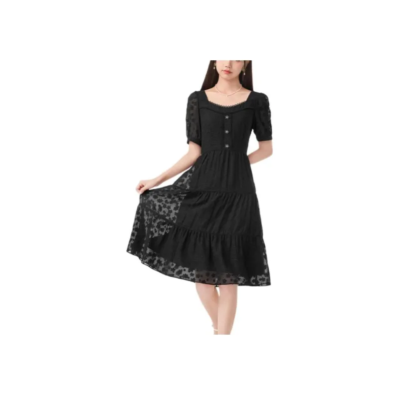 EICHITOO Short Sleeved Dresses Women's Black-1