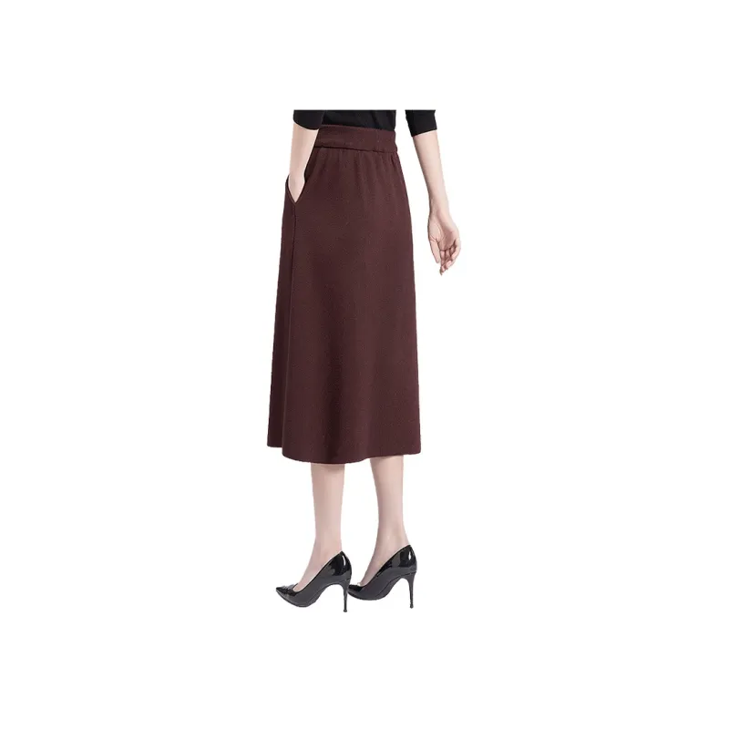 Cypress House Casual Long Skirt Women's Red Coffee-1