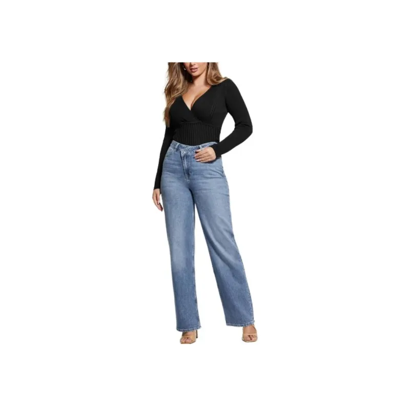 GUESS Hollis High Waisted Straight Leg Jeans Jeans Women's Blue-1