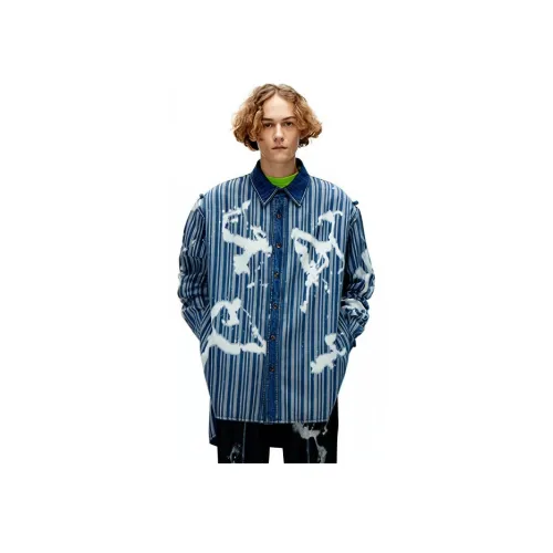 ANGEL CHEN 블루 남성 셔츠
