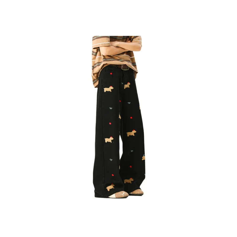 JUNGLE PANDA Jeans Unisex Black-4