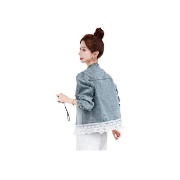 XIAOJUCHUANLI Denim Jacket Women's Blue