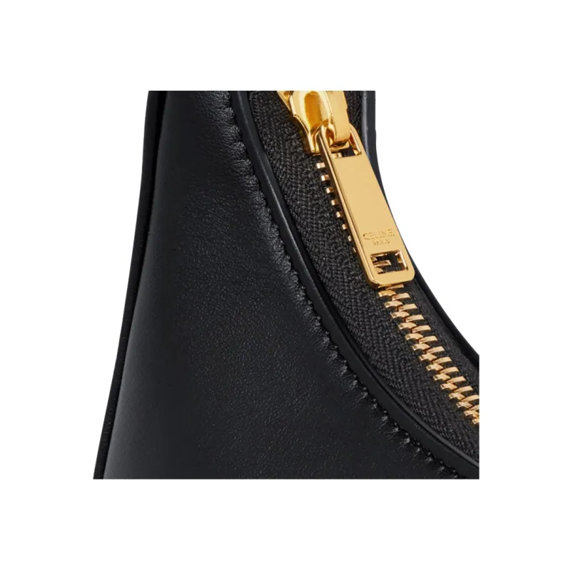CELINE Smooth Cow Leather Handbag, Shoulder Bag, Crossbody Bag, Handbag Medium Size Women's Black-4