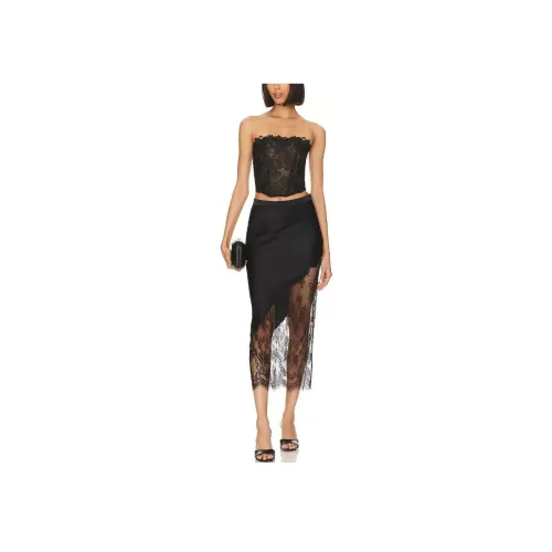 Fleur Du Mal 블랙 여성 캐주얼 롱 스커트