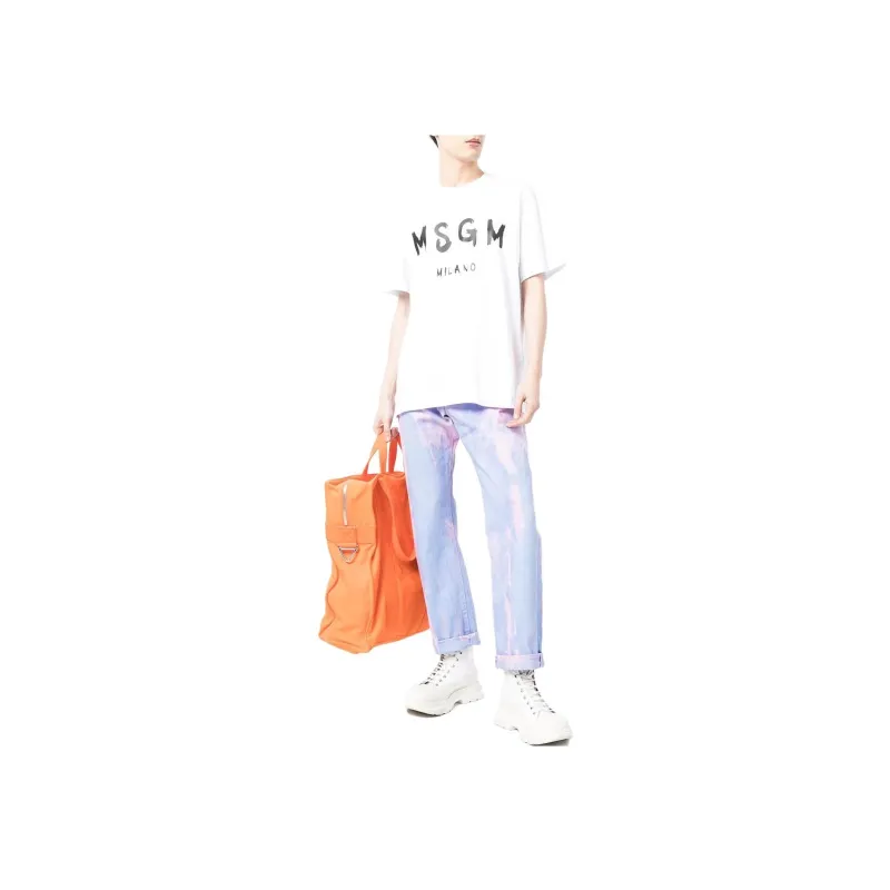 MSGM Logo print Cotton T shirt Dress-1