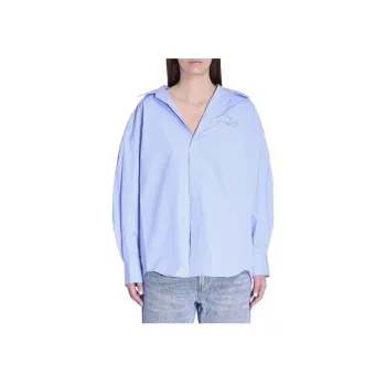 Alexander Wang Graphic Embroidery Oversized Shirt Oxford Blue