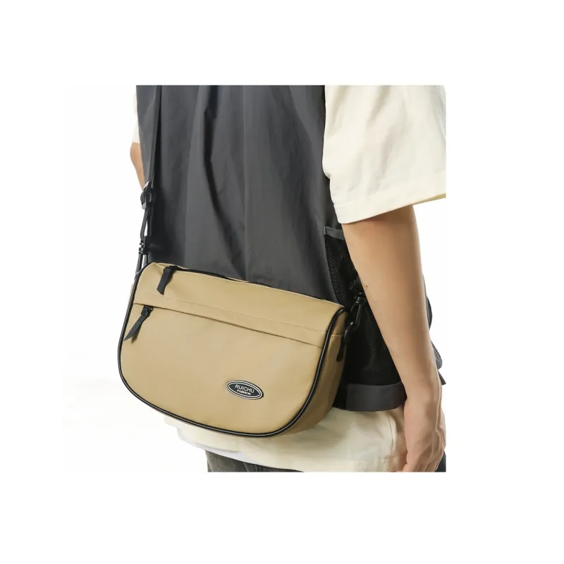 OUZIHUANG Nylon Fabric Crossbody Bag Unisex Black/White/Khaki/Green/Orange-1