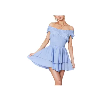 PRINCESS POLLY THE LOVE GALORE ROMPER BLUE Short Sleeved Dress Women's BLUE/Blue