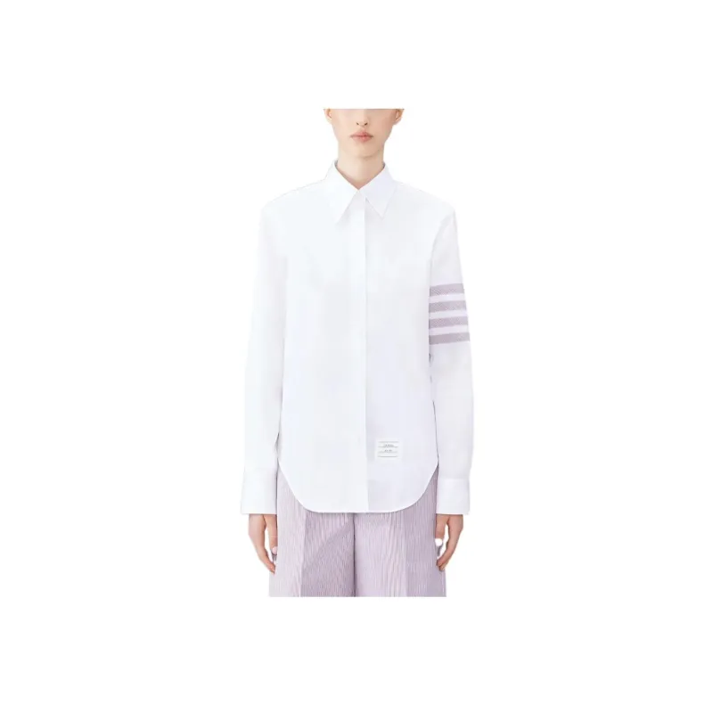 THOM BROWNE 4 Bar Stripe Detailed Poplin Shirt-1
