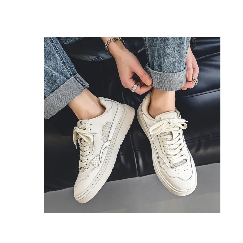 Year By Year Breathable And Wear resistant Low Top Skateboard Shoes Men's White-7