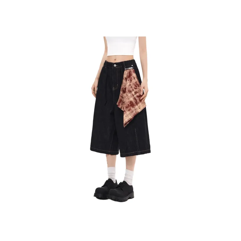 NHZN Denim Shorts Women's Black-2