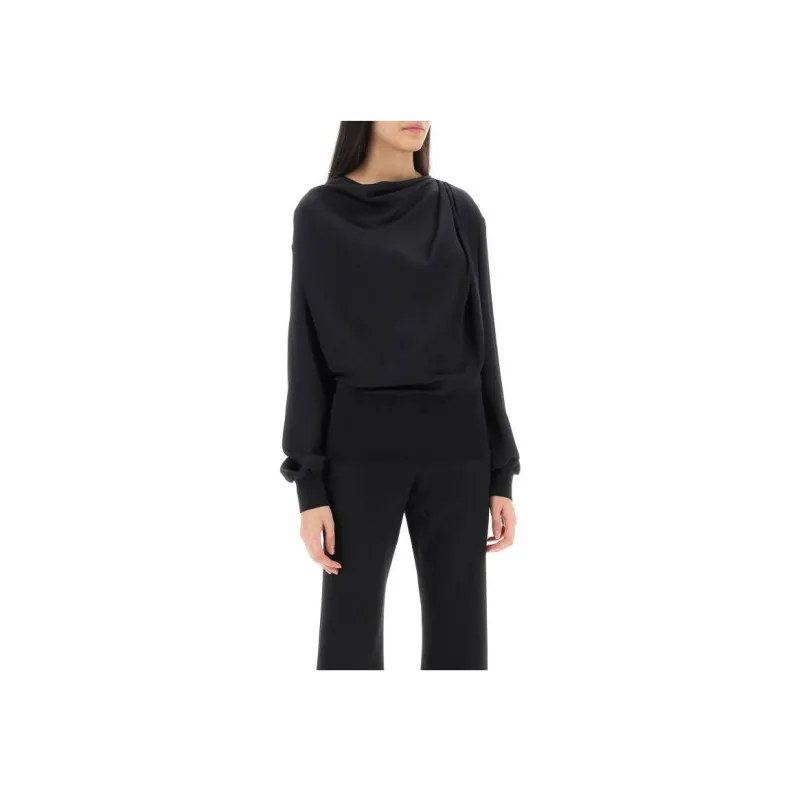 Alexander McQueen Draped Satin Blouse-2