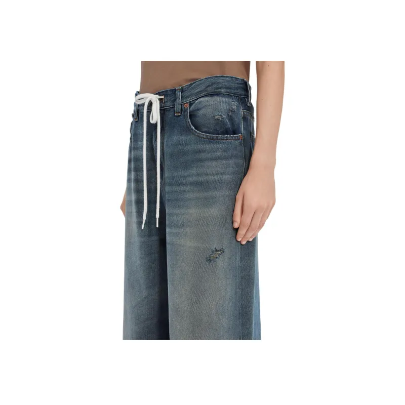 MM6 Maison Margiela Wide Leg Drawstring Jeans-4