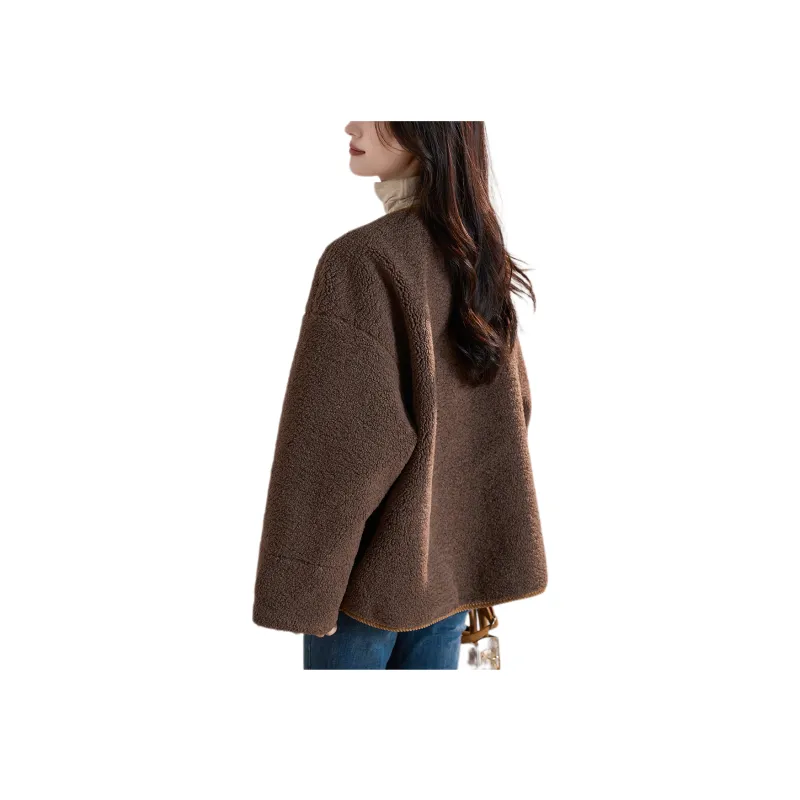 Tonlion Velvet feel Coat Women's Dark Coffee-1