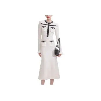 Self portrait Long Sleeved Dresses Women's White & Black