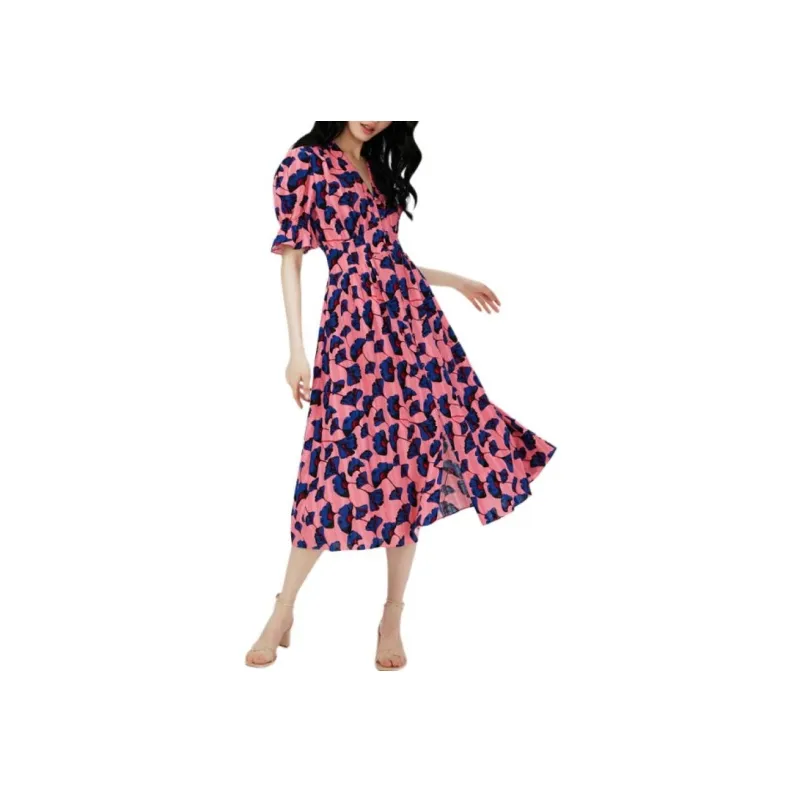 DVF Diane Von Furstenberg SS24 Short Sleeved Dress Women's Girly Pink-4