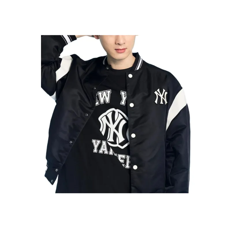 MLB Nylon Varsity Jackets Coats Unisex Black-3
