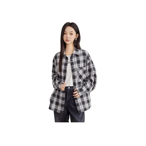 A21 블랙 그레이 체크 여성 셔츠