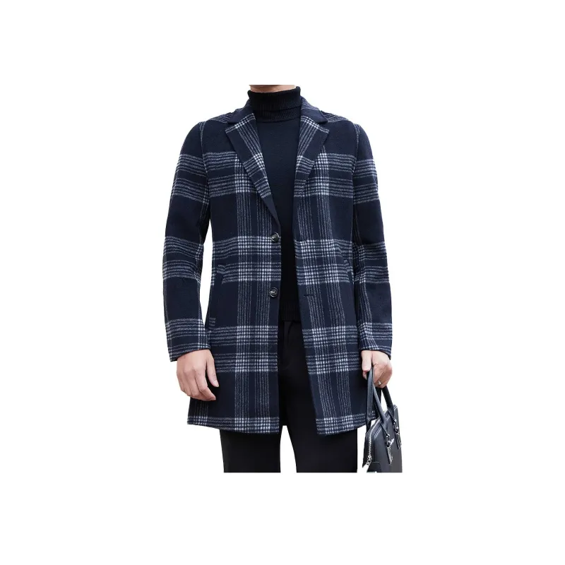 KAISER Coats Men's Black White Plaid-0