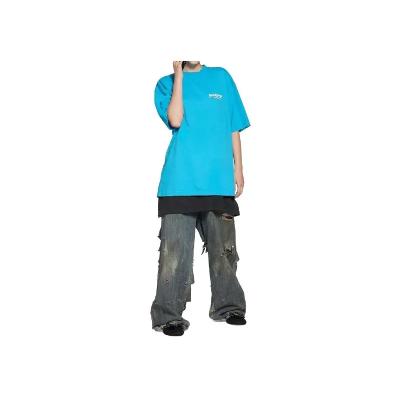 Balenciaga Campaign Oversize T Shirt Blue-5