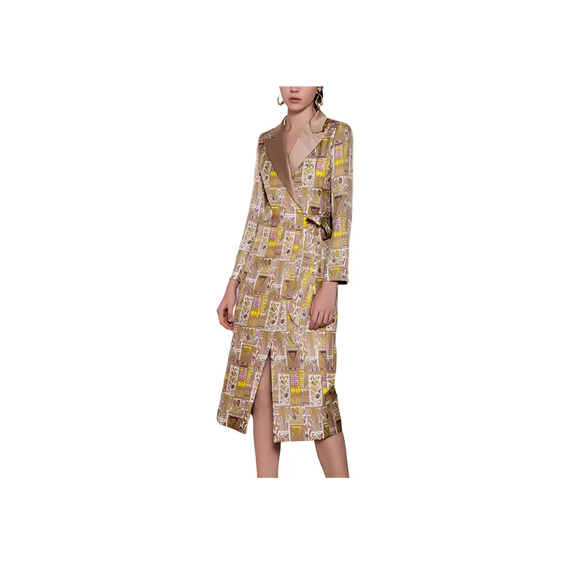 BESIONIA SS23 Long-Sleeved Dresses Women's Brown With Floral Pattern-3