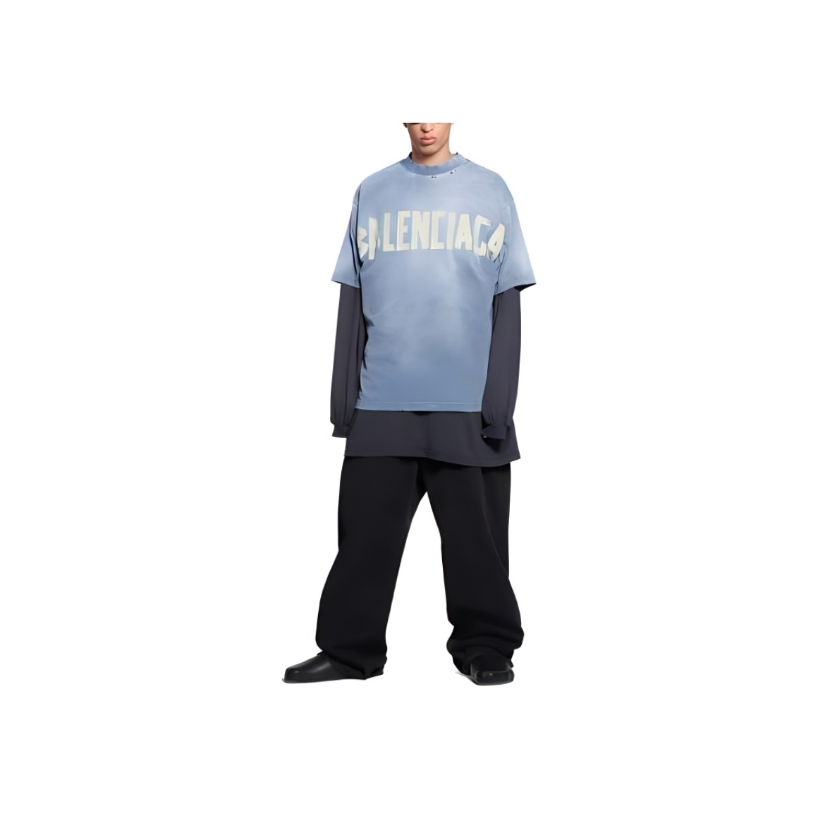 Balenciaga Blue Tape Type T-Shirt - POIZON