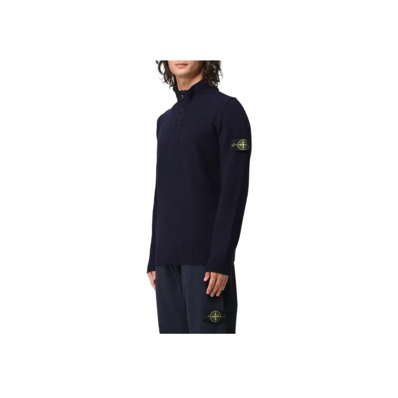 STONE ISLAND Logo Patch Mock Neck Sweater-3